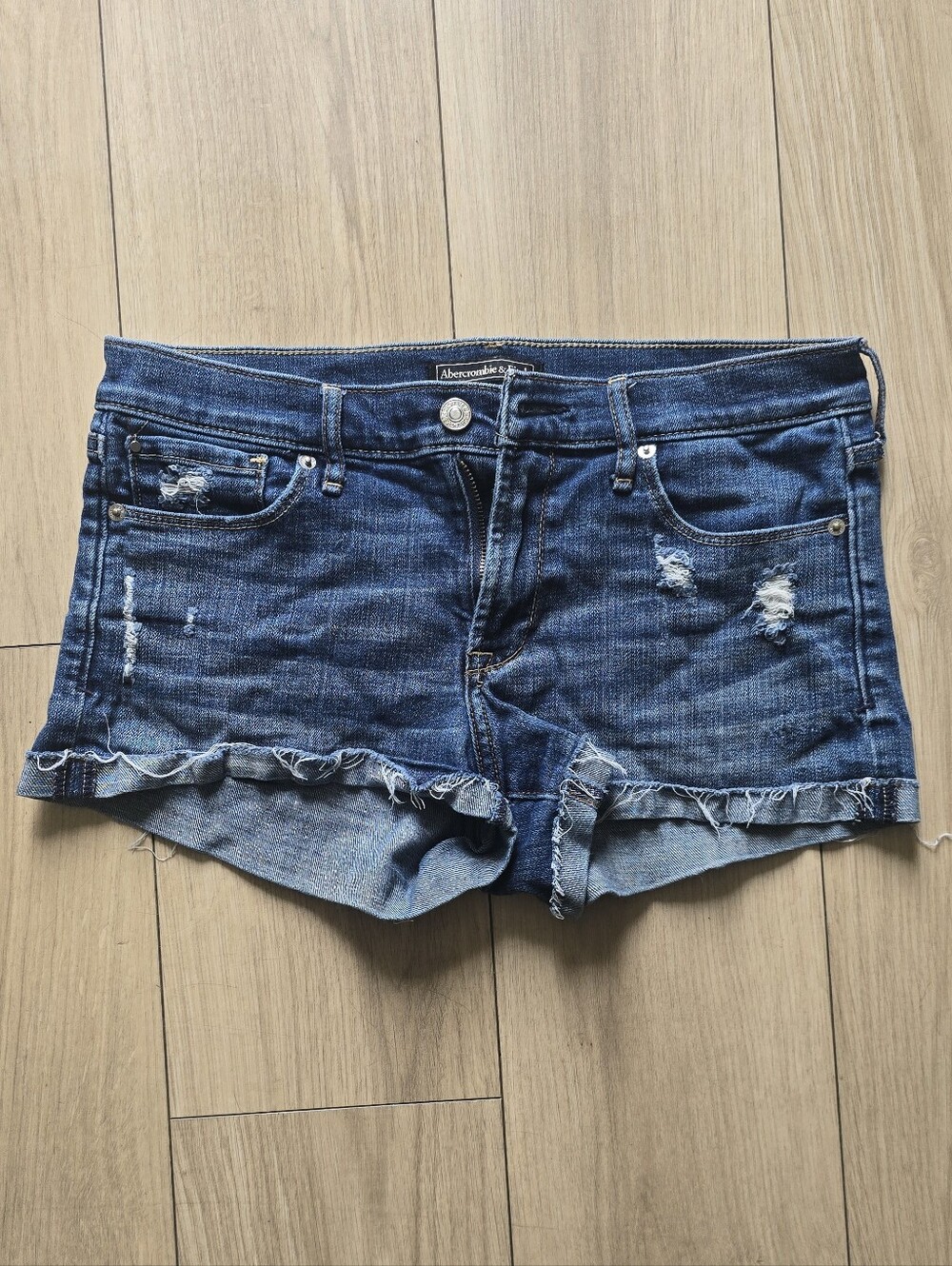 Vintage Abercrombie & Fitch Distressed Dark Blue Denim Low Rise Shorts
